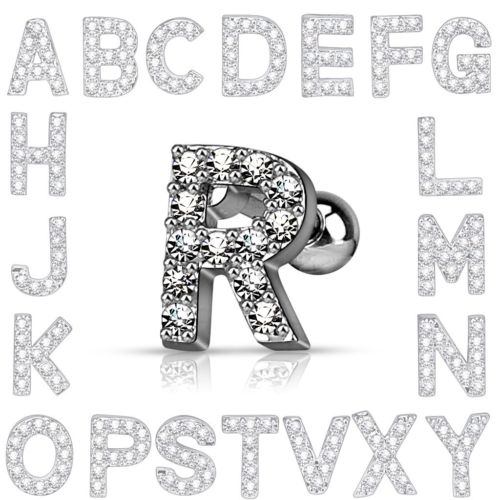 1pc Gem Paved Initial Letter Tragus Ring