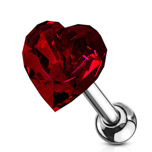 1pc Heart Crystal Tragus Ring 16g 1/4"