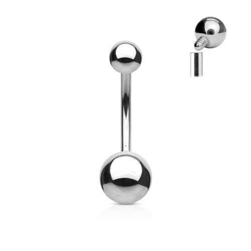 1pc Internally Threaded Top Ball Surgical Steel Belly Ring Naval Navel 16g, 14g