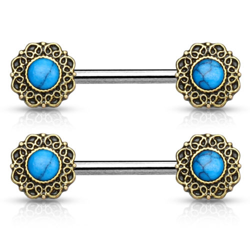 PAIR Turquoise Centered Design Nipple Rings Shields