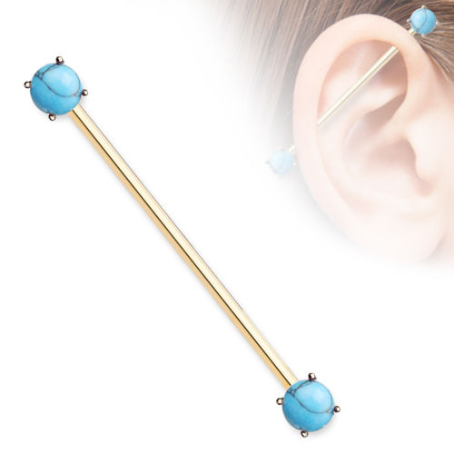 1pc Turquoise Stone Industrial Barbell