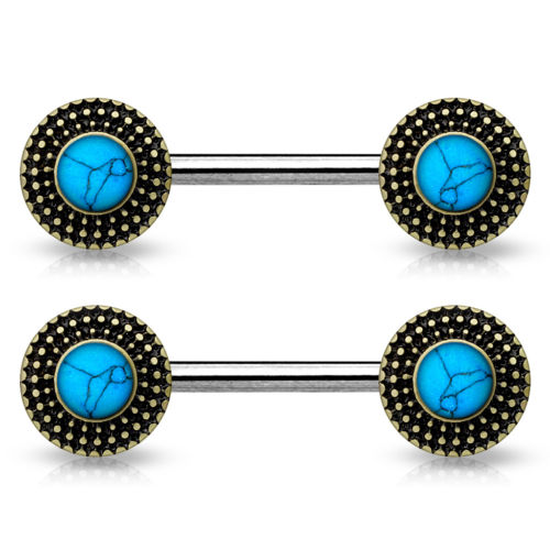 PAIR Turquoise Centered Design Nipple Rings Shields