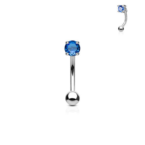 1pc Prong Set CZ Gem 16g Curved Barbell Eyebrow Ring