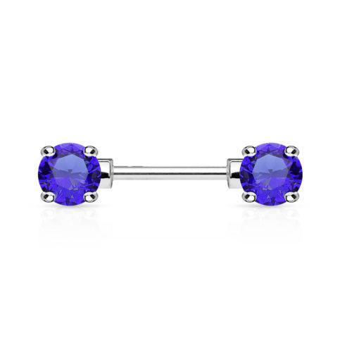 PAIR Double Round Gem Nipple Rings Shields