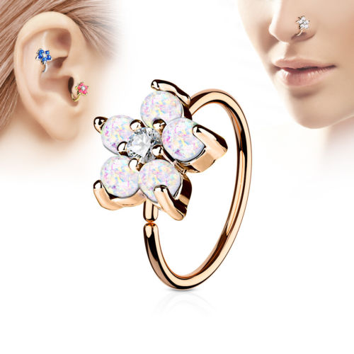 1pc Opal Glitter Flower Hoop Nose / Cartilage Ring