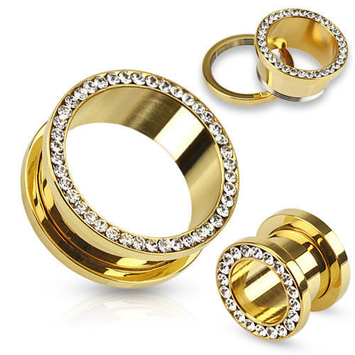 PAIR Gem Rimmed Gold Ion Plated Tunnels