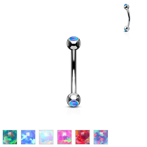 1pc Double Opal 16g Curved Barbell Eyebrow Ring