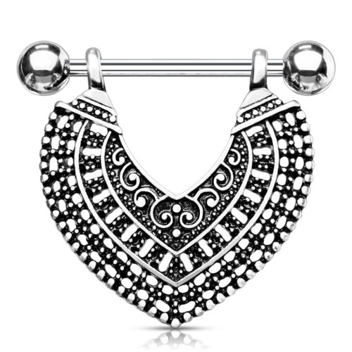 PAIR Vintage Design Heart Dangle Nipple Rings Shields