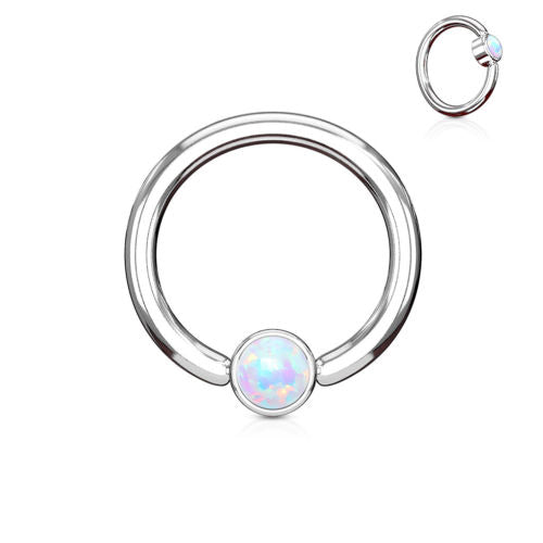 1pc Opal Set Flat-Back Captive Bead Ring