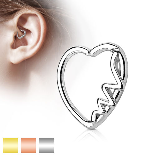 1pc Heartbeat Heart Bendable Cartilage Daith Hoop Ring