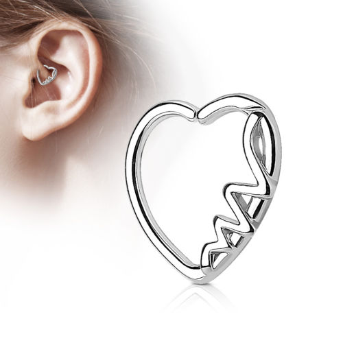 1pc Heartbeat Heart Bendable Cartilage Daith Hoop Ring
