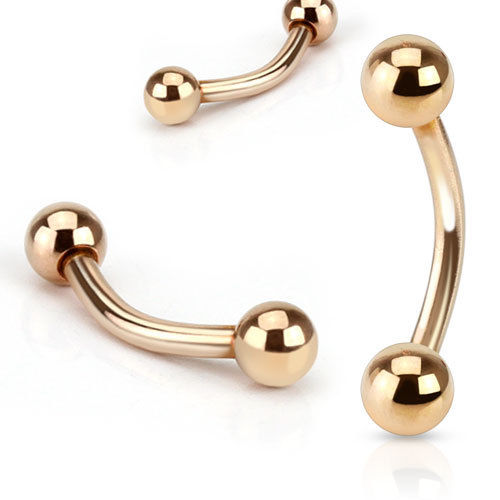 1pc Rose Gold Plated Ball Style Curved Barbell Eyebrow Ring