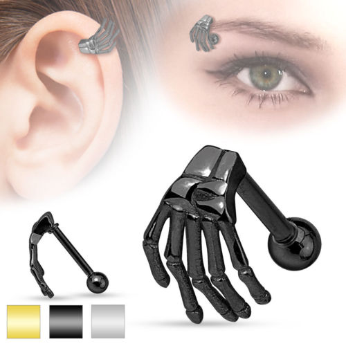 Skeleton Hand Eyebrow/Ear Cartilage Ring Helix Cuff