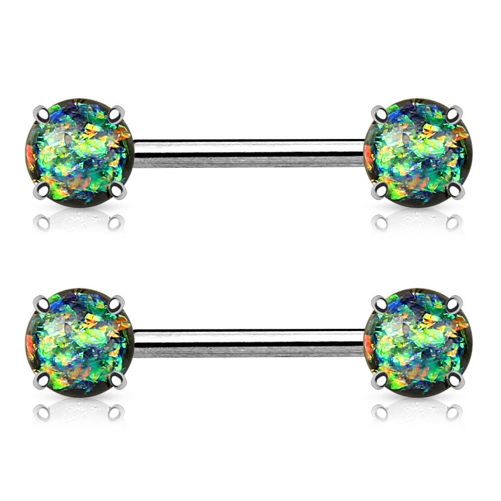 PAIR Synthetic Opal Glitter Nipple Rings