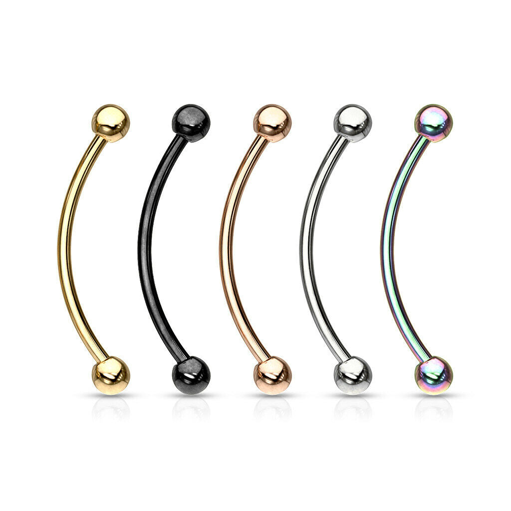 16G 3mm Opal Ball Curved Barbell – Surgical Steel Snake Eye Tongue Ring