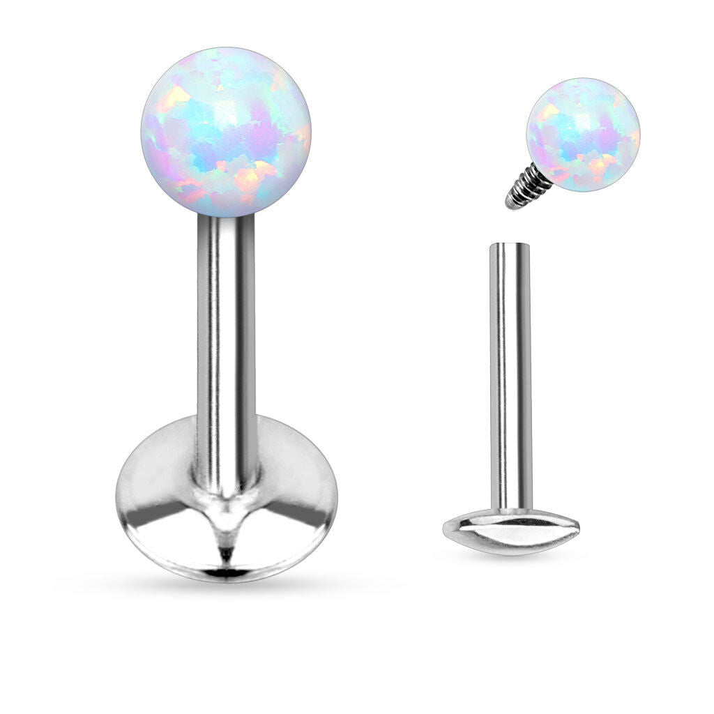 1pc Opal Ball Surgical Steel Internally Threaded Labret Monroe - choose color