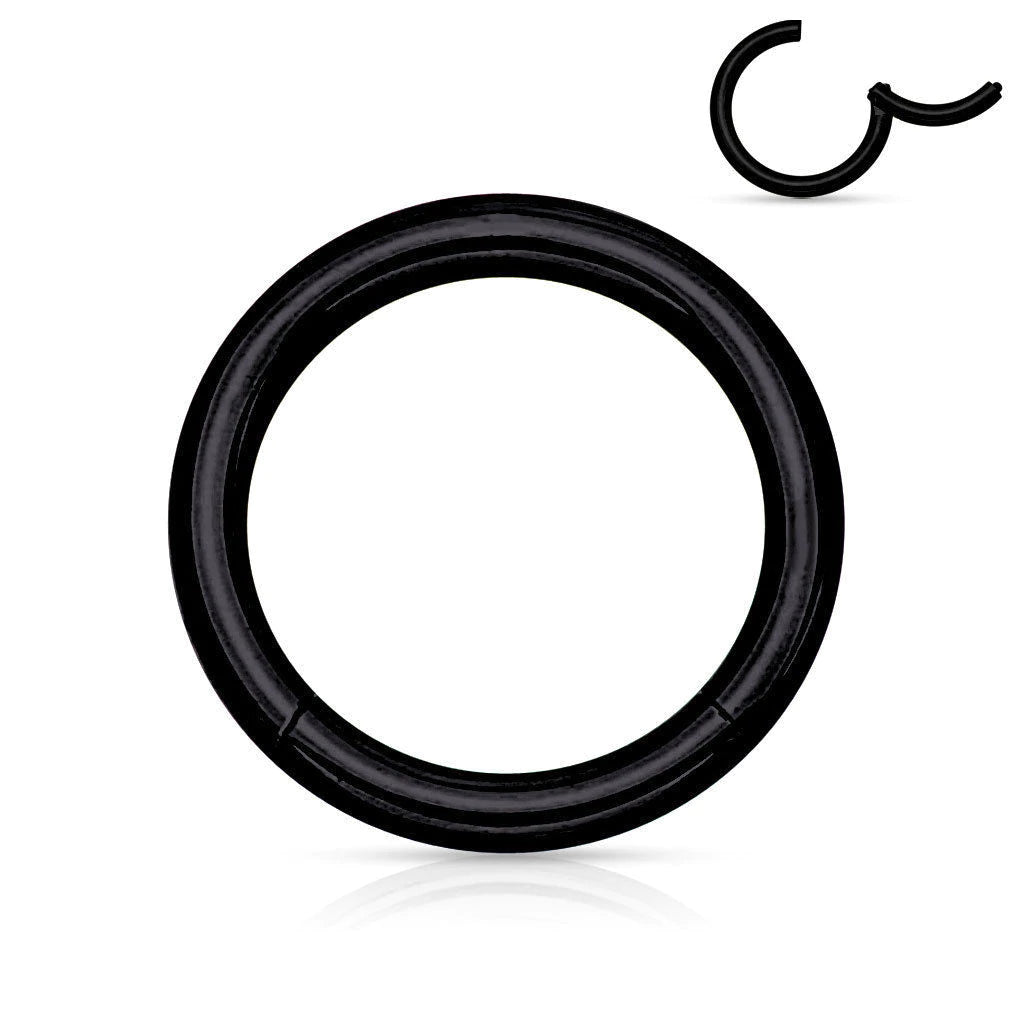 1pc Hinged Segment Ring Septum Clicker - Black