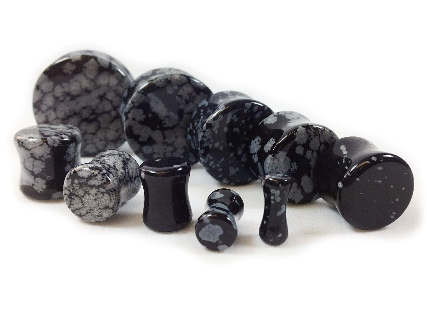 Stone Plugs Snowflake Obsidian Organic - by the pair