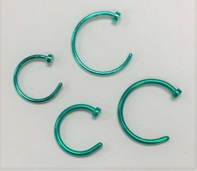 10pcs 316L Surgical Steel Nose Hoops Metallic Green Plated